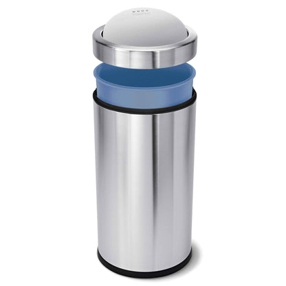 simplehuman 55 Liter / 14.5 Gallon Commercial Stainless Steel Swing Top Trash Can, Brushed Stainless Steel