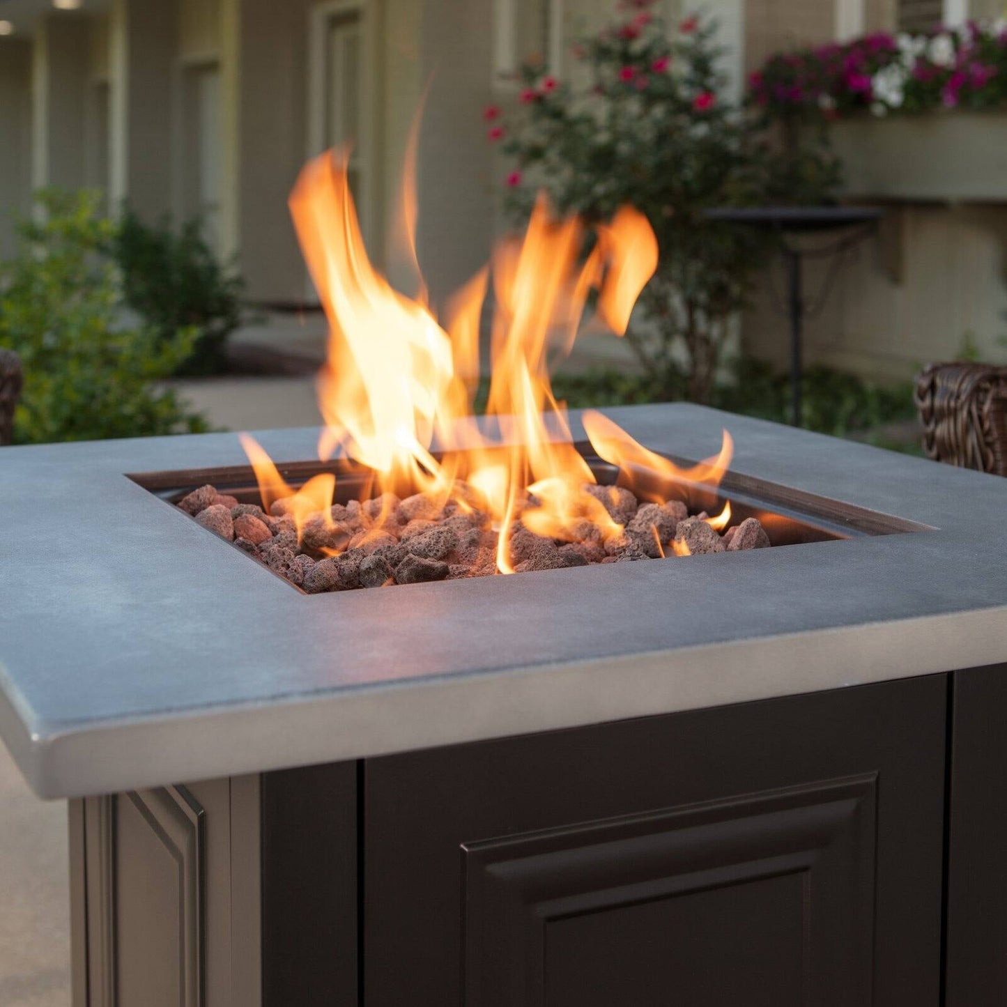 Endless Summer 28-Inch "The Wakefield " Square Propane Gas  Outdoor Fire Pit - Grey & Black - Home OXO
