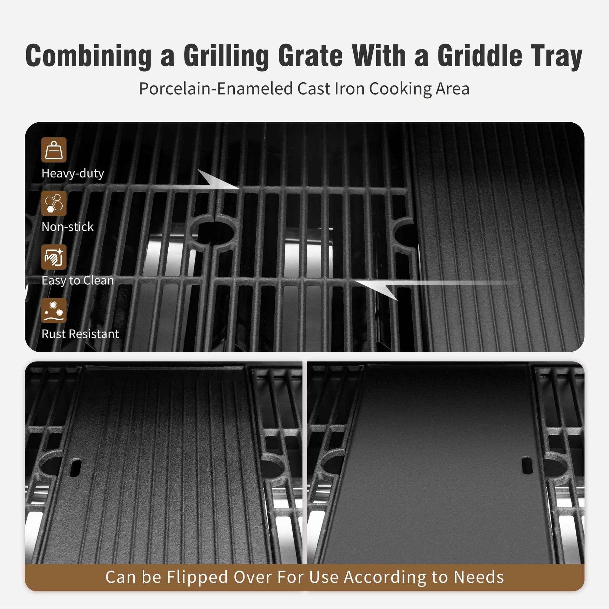 Summit Living 4 Burner Propane Gas Grill and Griddle Combo with Side Burner BBQ Grill - Black