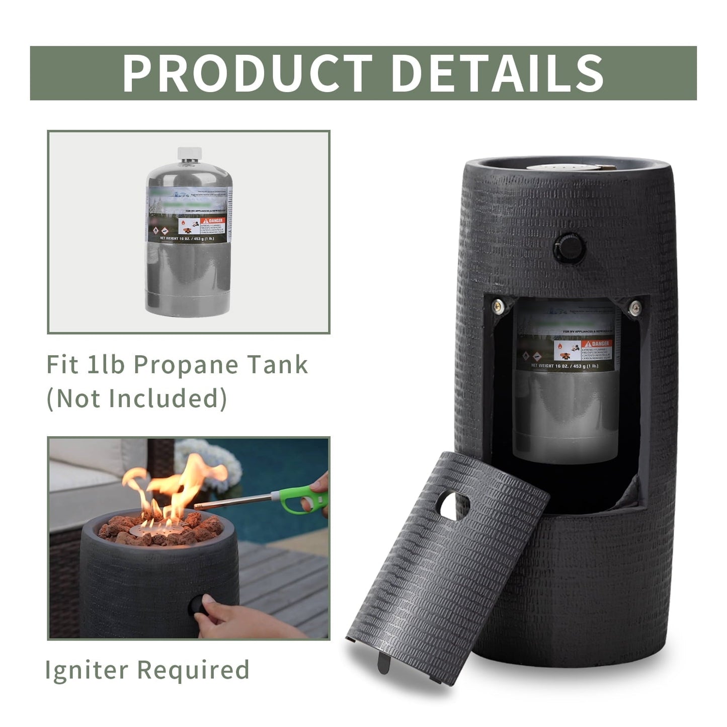 COSIEST 15,000 BTU 11-inch Round Outdoor Propane Fire Pit Table,Free Lava Rocks - Home OXO