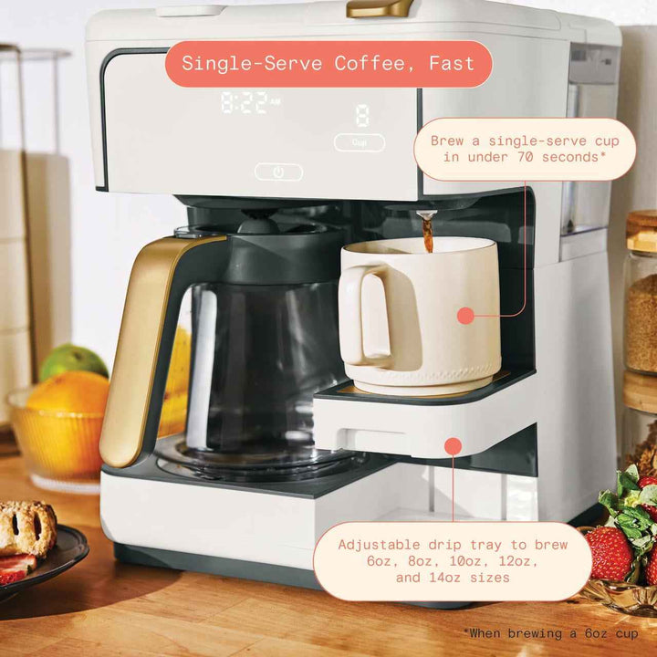 Beautiful Multi-Brew 12-Cup Programmable Drip & Single-Serve Coffee Maker, White Icing by Drew Barrymore