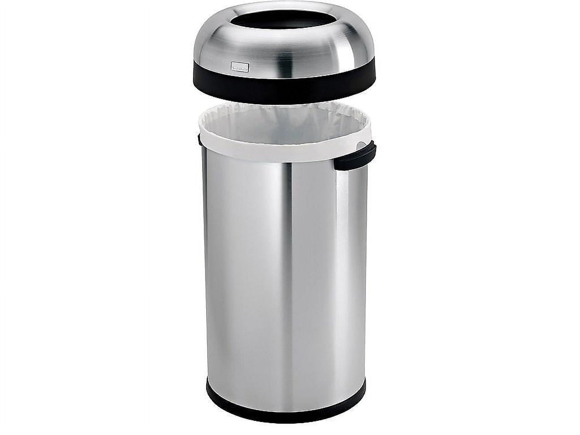 simplehuman 60 Liter / 16 Gallon Bullet Open Top Trash Can, Commercial Grade Heavy Gauge Brushed Stainless Steel - Home OXO