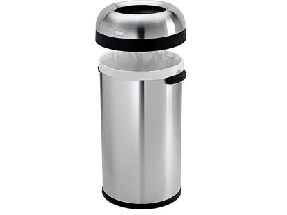 simplehuman 60 Liter / 16 Gallon Bullet Open Top Trash Can, Commercial Grade Heavy Gauge Brushed Stainless Steel - Home OXO