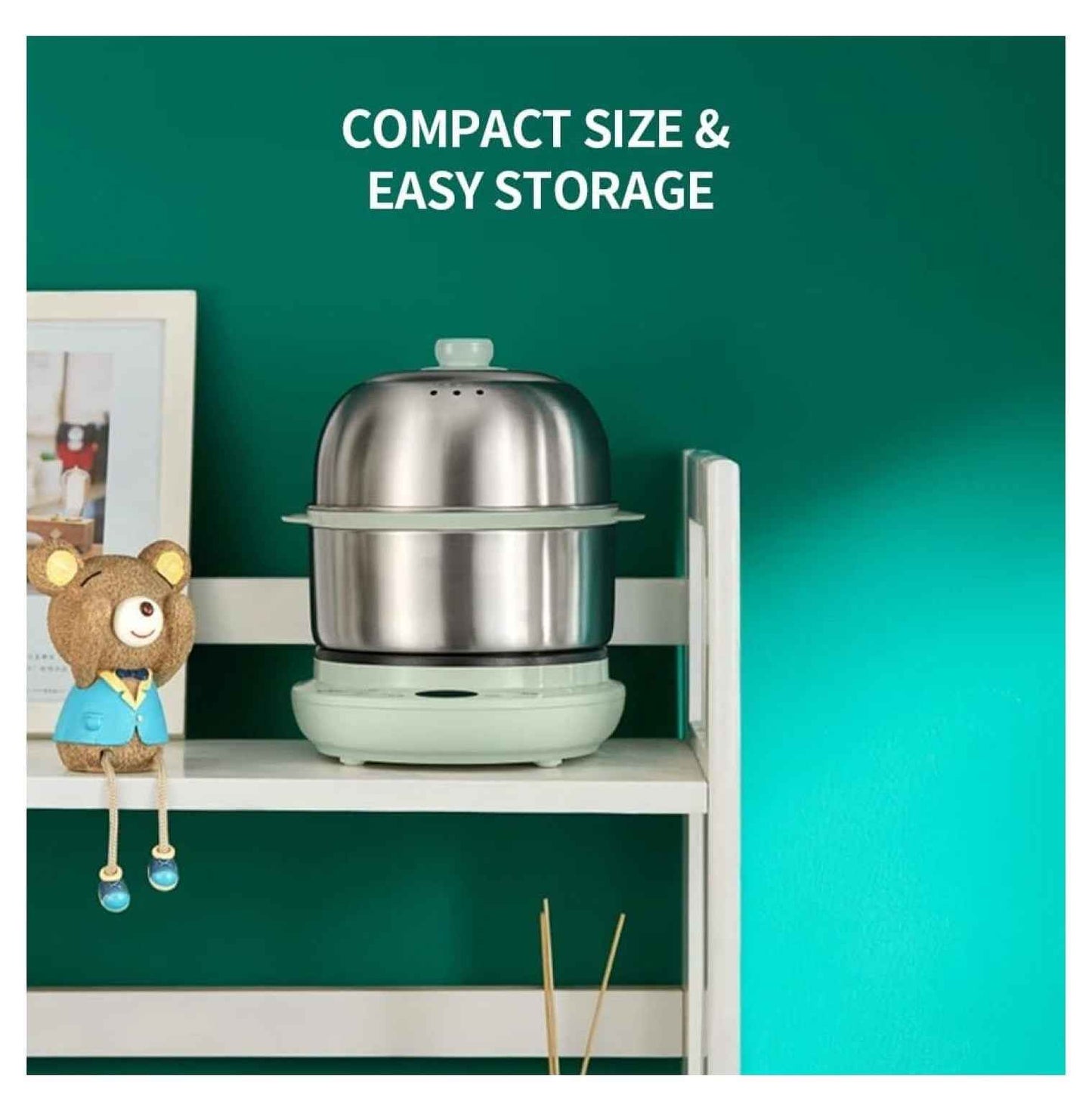 Electric Food Steamer 2 Tier, Egg Cooker - Stainless Steel Vegetable Steamer for Kitchen, 360W, 9.5H Preset, Anti-Dry Burn, ZDQ-B14Y5