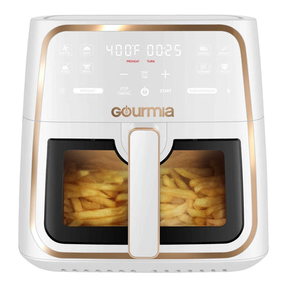 Gourmia 8-Quart Digital Window Air Fryer, with 8 One-Touch Functions, White