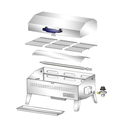 Magma A10-703 Marine Kettle Cabo Gas Grill | Portable Stainless Steel Boat BBQ | Propane Grill for Small Boats & RVs