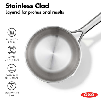 OXO Mira 4 Piece Oven Safe Stainless Steel Cookware Set, Silver - Home OXO
