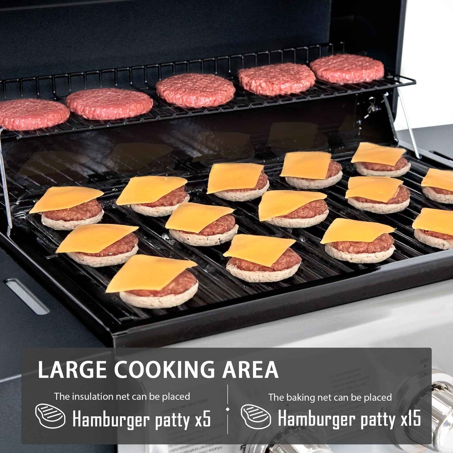 MASTER COOK 3 Burner BBQ Propane Grill, 30,000 BTU Patio Garden Barbecue Gas Grill with Two Foldable Shelves