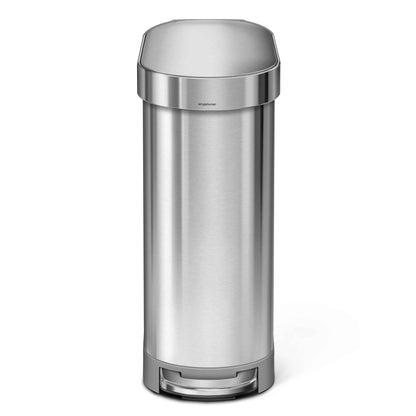 simplehuman 45 Liter / 12 Gallon Slim Kitchen Step Trash Can with Liner Rim, Brushed Stainless Steel