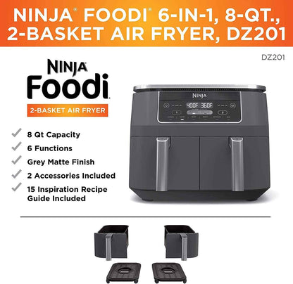 Ninja DZ100 Foodi 4-in-1 8-qt. 2-Basket Air Fryer with DualZone Technology