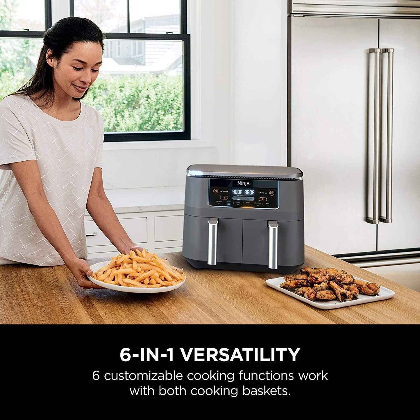 Ninja DZ100 Foodi 4-in-1 8-qt. 2-Basket Air Fryer with DualZone Technology
