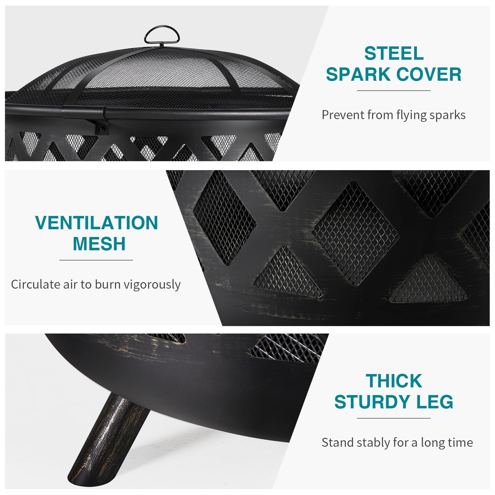 JolyDale 30 inch Outdoor Fire Pit with Cooking 2 in 1 Grate Wood Burning Firepit Steel Firepit Bowl with Swivel BBQ Grill, Poker for Backyard, Garden - Home OXO