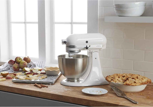 KitchenAid K45SSWH Classic Series 4.5 Qt. 10-Speed White Stand Mixer with Tilt-Head