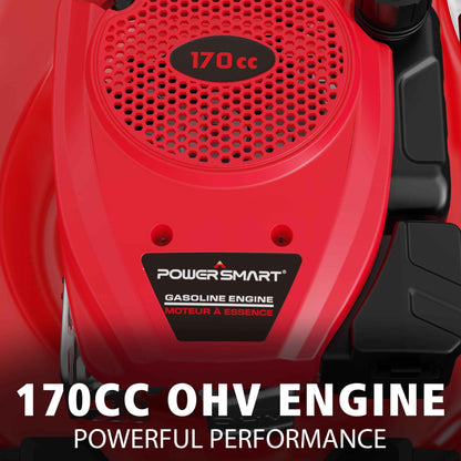 PowerSmart 21" 170CC Self-Propelled Gas Lawn Mower, with 10" rear wheels