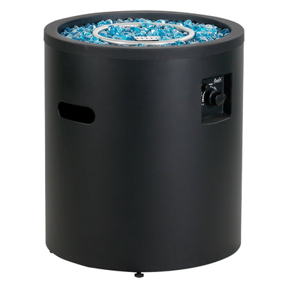 BALI OUTDOORS 23" Gas Fire Pit Propane Fire Column, 50,000BTU Round Propane Fire Pit Table with Glass Stones - Home OXO