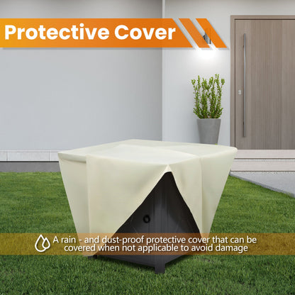 LHRIVER 28" Outdoor Propane Fire Pit Table, 40000 BTU  Steel Gas Fire Pit with Removable Lid, Lava Rocks & Rain Cover - Home OXO