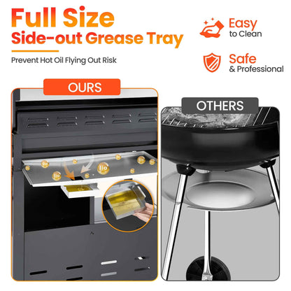 Segmart 4 Burner BBQ Propane Gas Grill with Side Burner, Stainless Steel 50,000 BTU Patio Barbecue Grill with Shelf, Gas Tank Hook, Towel Rack & Bottle Opener, Fits for Camping, Outdoor Cooking