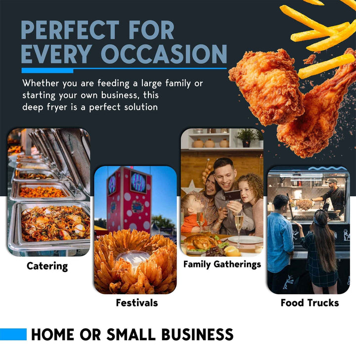 Biltek Double Deep Fryer with Baskets for Home Use and Small Business, Commercial Electric Deep Fryer, 2 x Large Removable Baskets, Outdoor Electric Fryer with Baskets Large, 110V 5000W, 20.7Qt/19.6L