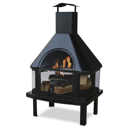 Endless Summer Wood Burning Fireplace Outdoor Chimney Fire Bowl, Black - Home OXO