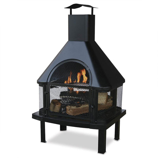 Endless Summer Wood Burning Fireplace Outdoor Chimney Fire Bowl, Black - Home OXO