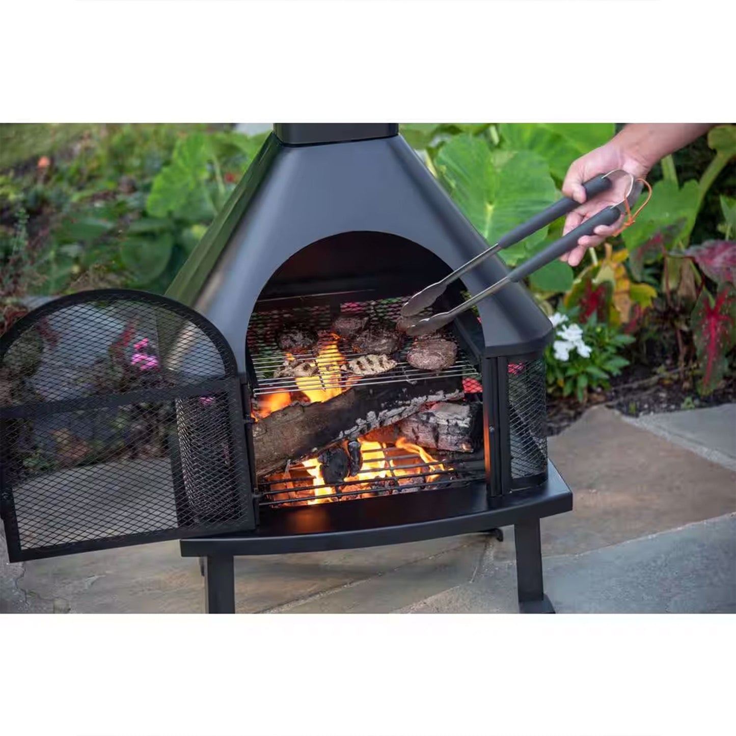 Endless Summer Wood Burning Fireplace Outdoor Chimney Fire Bowl, Black - Home OXO