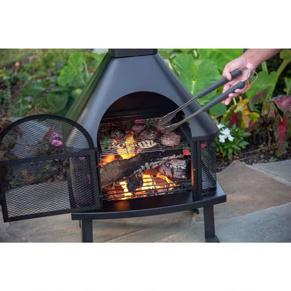 Endless Summer Wood Burning Fireplace Outdoor Chimney Fire Bowl, Black - Home OXO