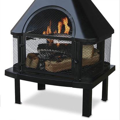 Endless Summer Wood Burning Fireplace Outdoor Chimney Fire Bowl, Black - Home OXO