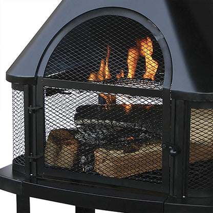 Endless Summer Wood Burning Fireplace Outdoor Chimney Fire Bowl, Black - Home OXO