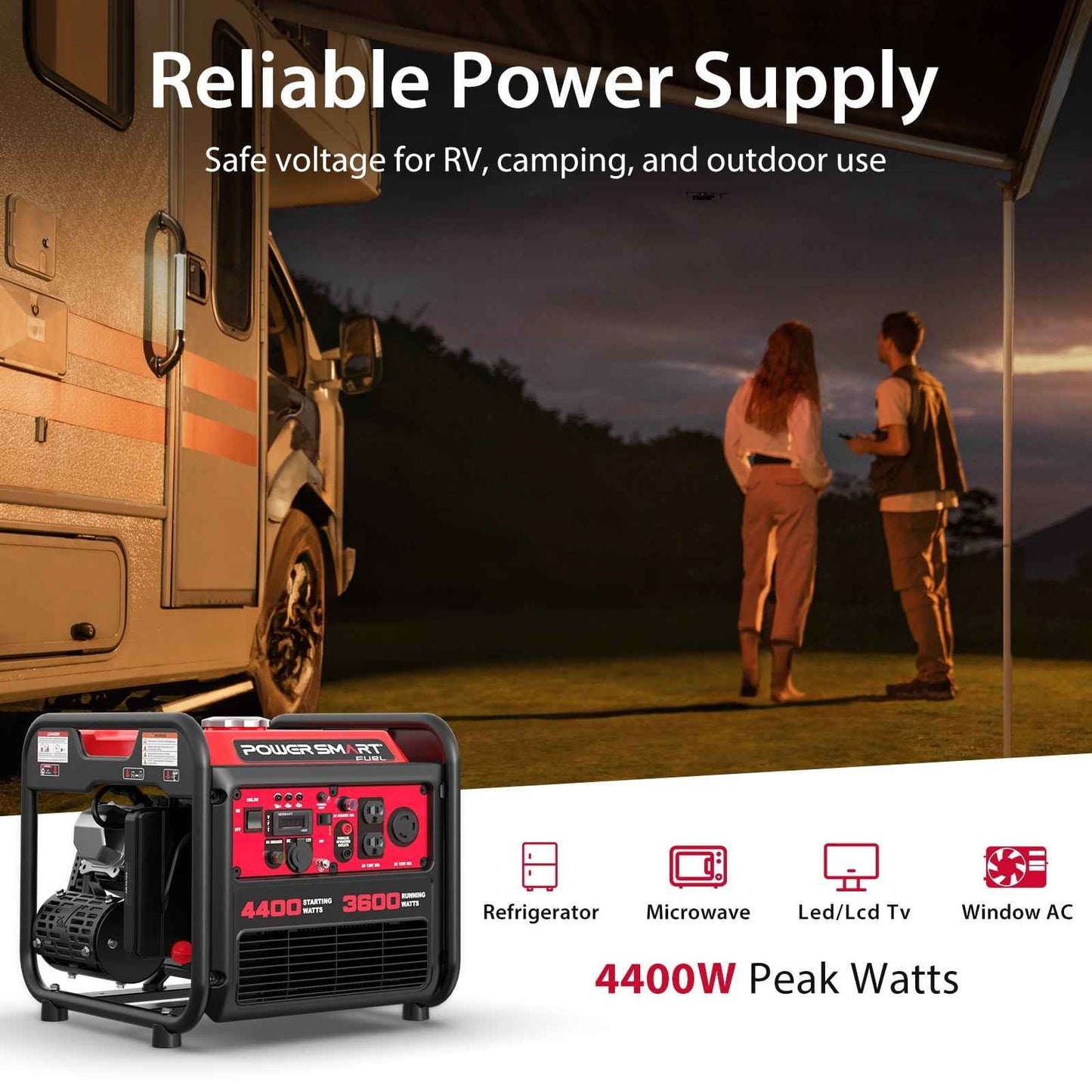 PowerSmart 4400-Watt Powered for Outdoor and Home Use, EPA Compliant Gas Portable Inverter Generator