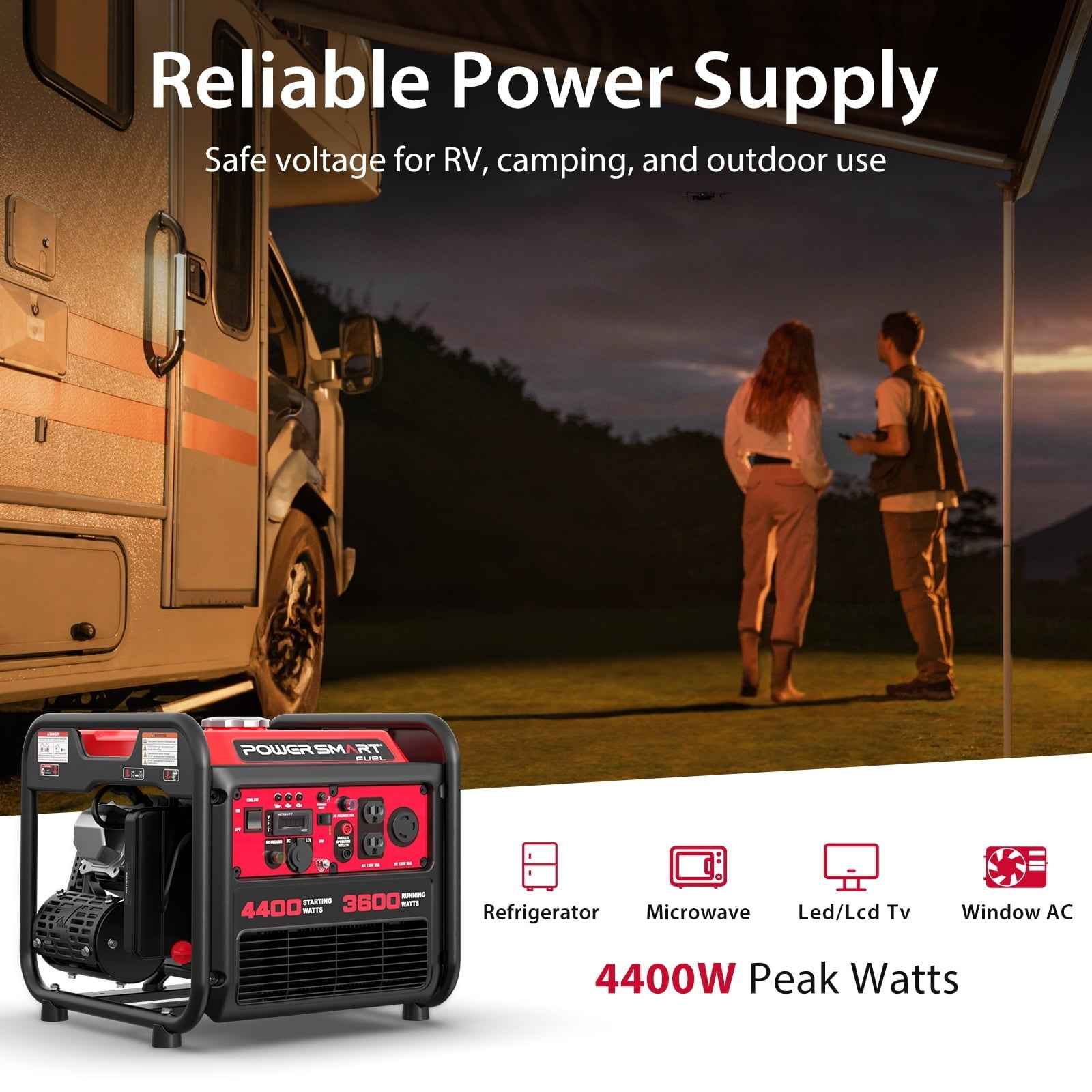 PowerSmart 4400-Watt Powered for Outdoor and Home Use, EPA Compliant Gas Portable Inverter Generator