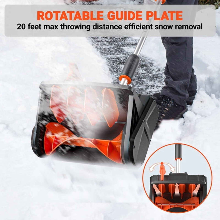VOLTASK 24V 13-inch Cordless Snow Shovel Electric Snow Blower with Directional Plate, Battery & Quick Charger Included for Driveway & Sidewalks Black