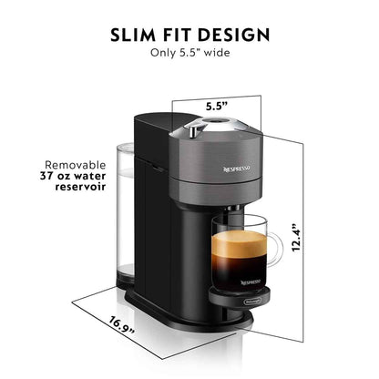 De'Longhi 990359462 Nespresso Vertuo Next Deluxe With Milk Frother, Dark Grey