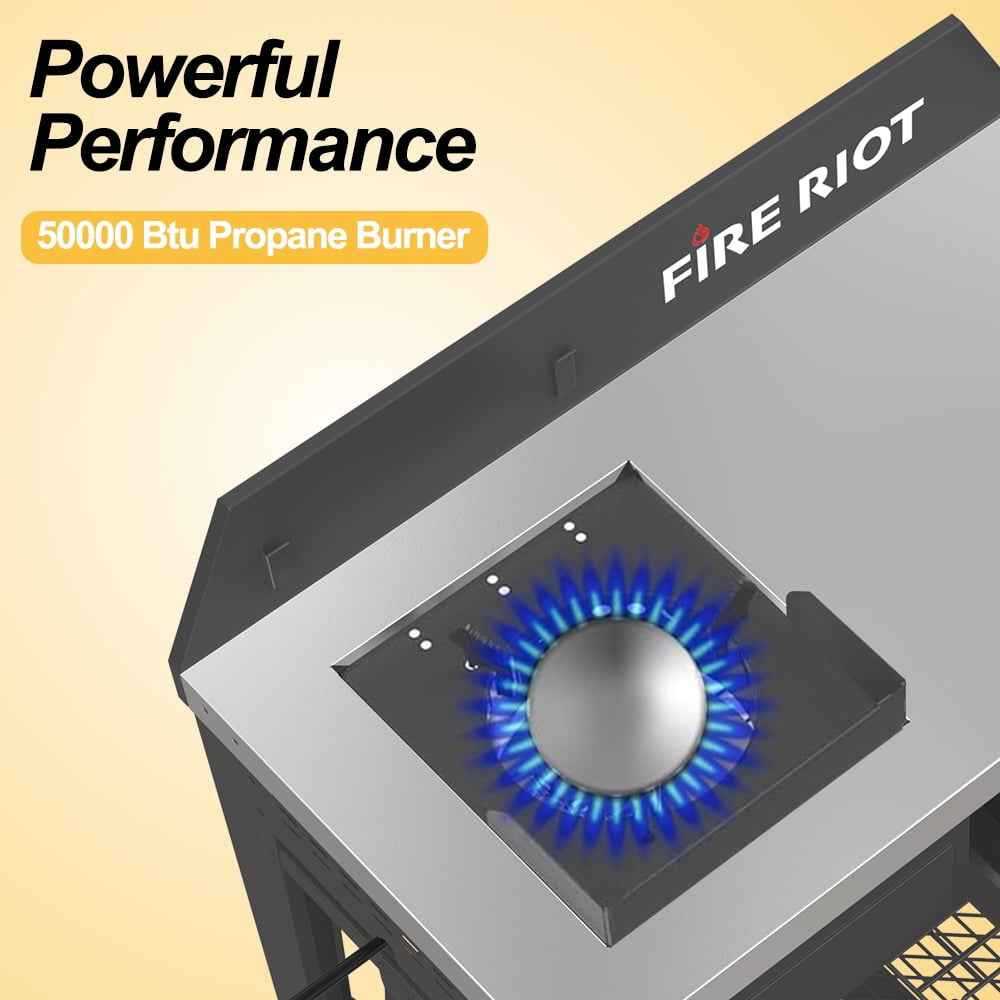 Heavy-Duty 50,000 BTU Outdoor Wok & Propane Deep Fryer Station – 12.6” Carbon Steel Wok & Cajun Turkey Fryer for Stir-Fry, Searing, Tailgating, Fishing, and Outdoor Cooking