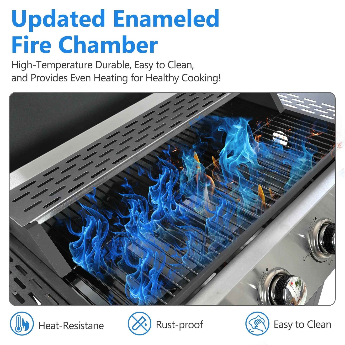 4-Burner Propane Gas Grill, 34,000 BTU Propane BBQ Grill with Thermometer, Bottle Opener, and Tool Hooks, Ideal for Patio Camping Outdoor Cooking