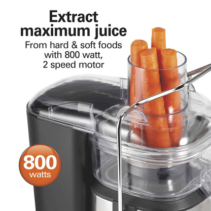 Hamilton Beach Easy Clean Juicer, Juice Extractor, Easy Sweep Cleaning Tool, Big Mouth Chute, 800 W