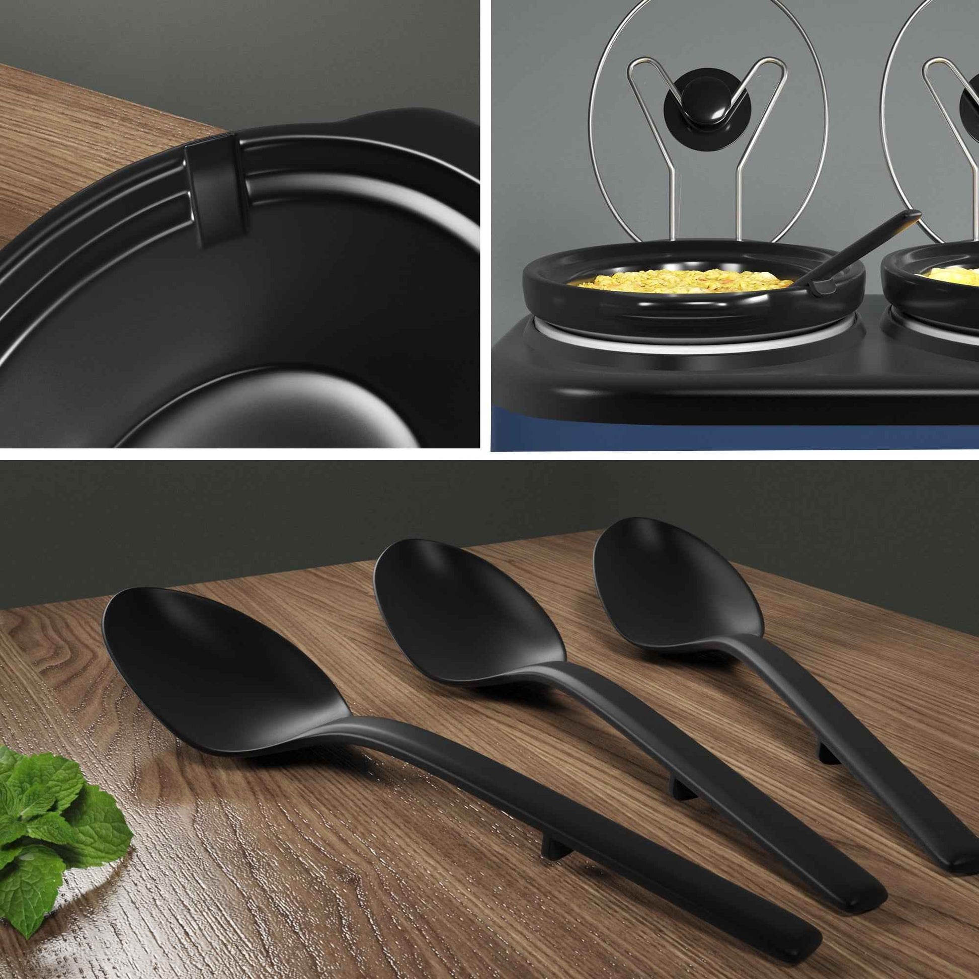 Sunvivi Triple Slow Cooker Food Warmer, 3 Removable Ceramic Pots (2.5 QT Each), Adjustable Temp & Stainless Steel Lids, Blue