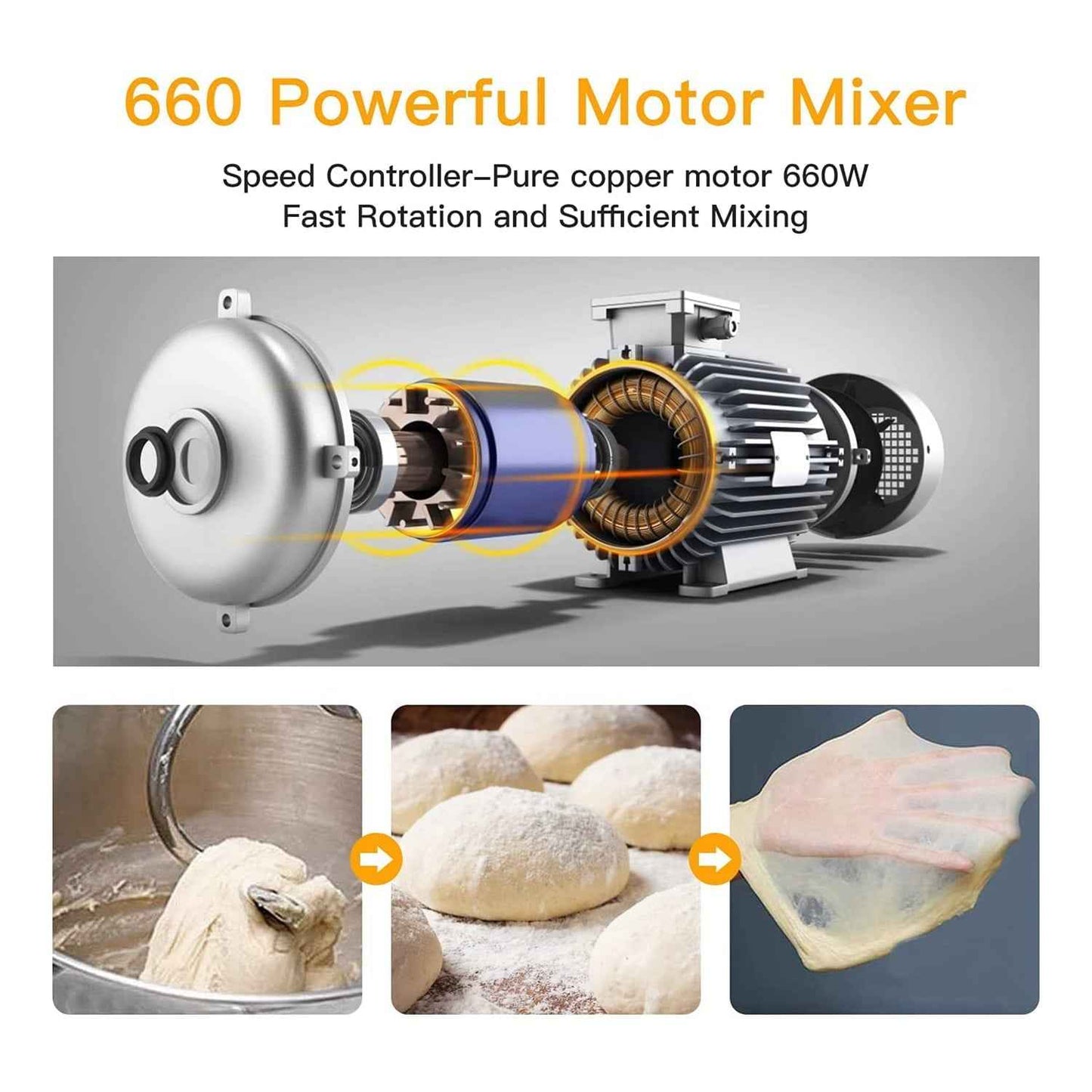 Stand Mixer, Acekool 7.5 Qt 10 Speed Tilt Head Electric Mixer, Black