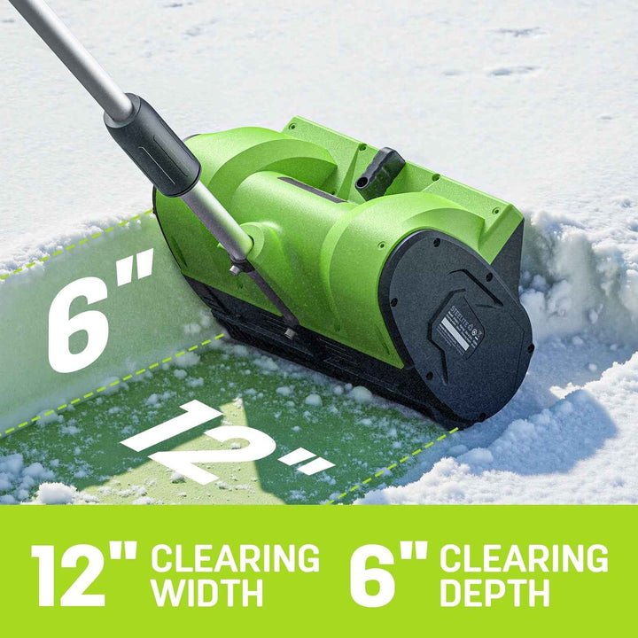 Steelite 21V 12 Inch Cordless Snow Shovel, Battery Powered Snow Blower with Directional Plate & Adjustable Front Handle,4.0-Ah Battery & Quick Charger Included