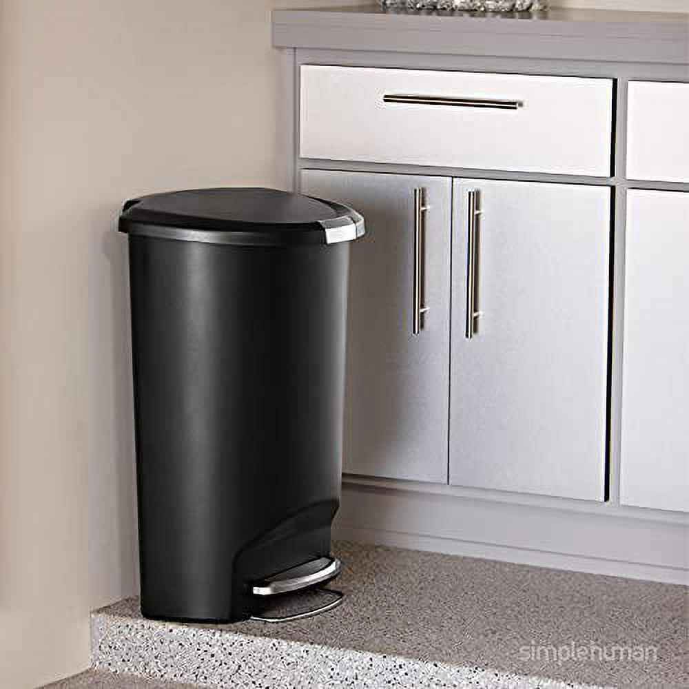 simplehuman 50 liter / 13 gallon semi-round kitchen step trash can, grey plastic