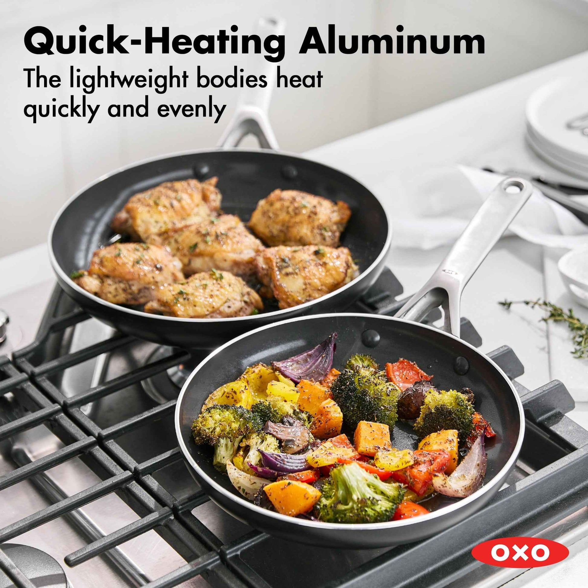 OXO 12 Piece Nonstick Aluminum Cookware Set, Matte