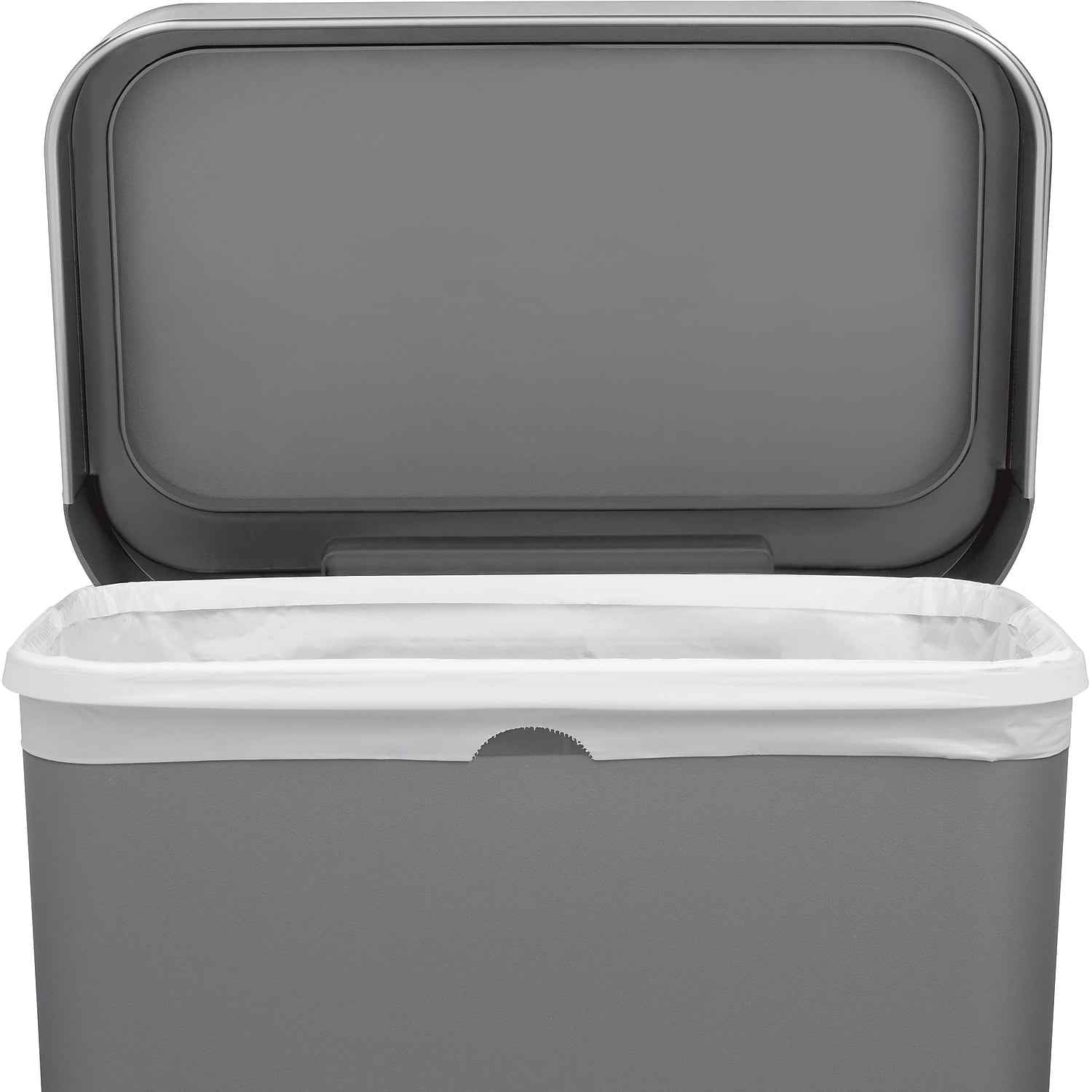 simplehuman 12 gal Plastic Rectangular Kitchen Trash Can with Liner Pocket, Grey
