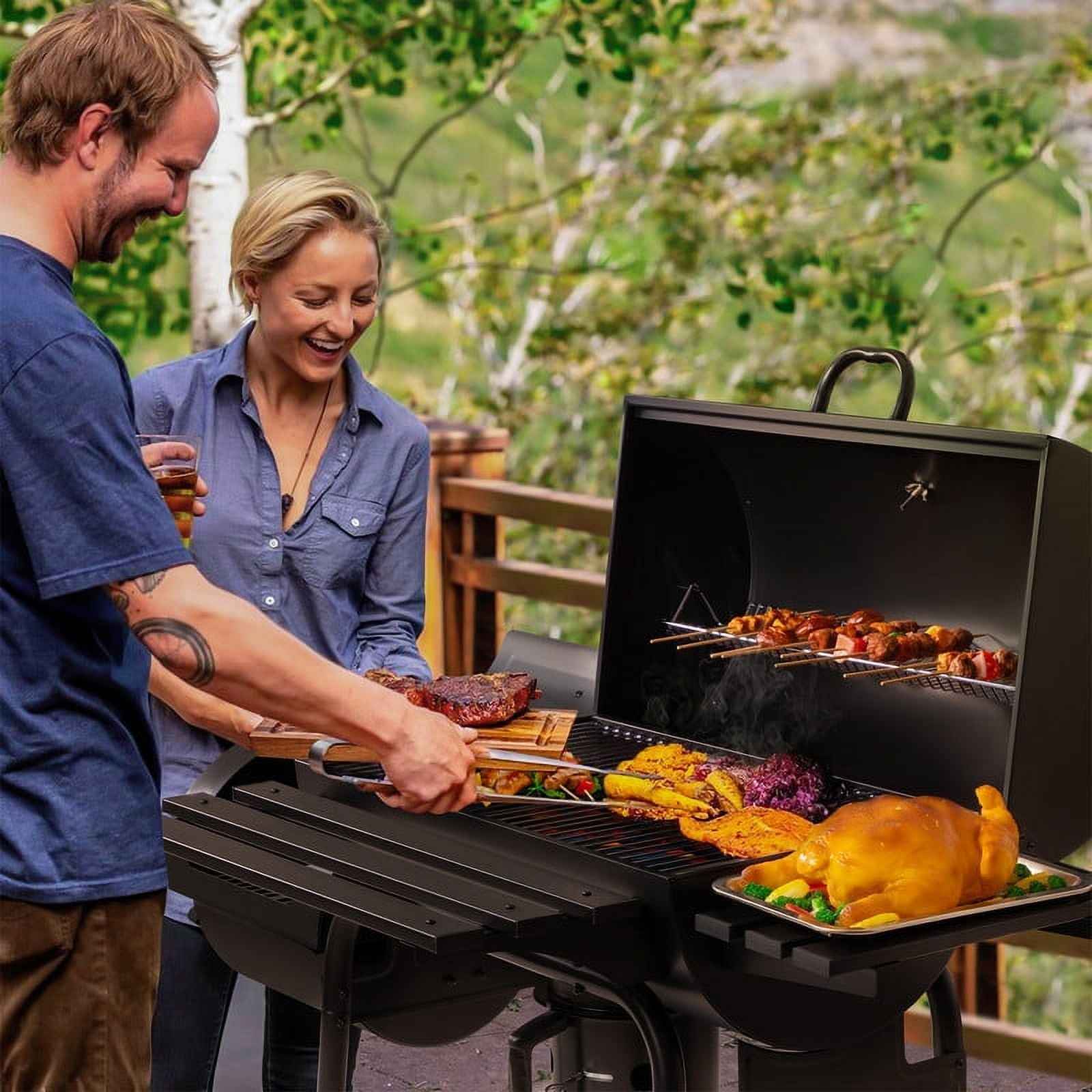 Devoko Charcoal Grill with Offset Smoker Portable Stainless Steel Grill with Cover Versatile Outdoor Camping BBQ and Barrel Smoker for Patio, Backyard & Camping