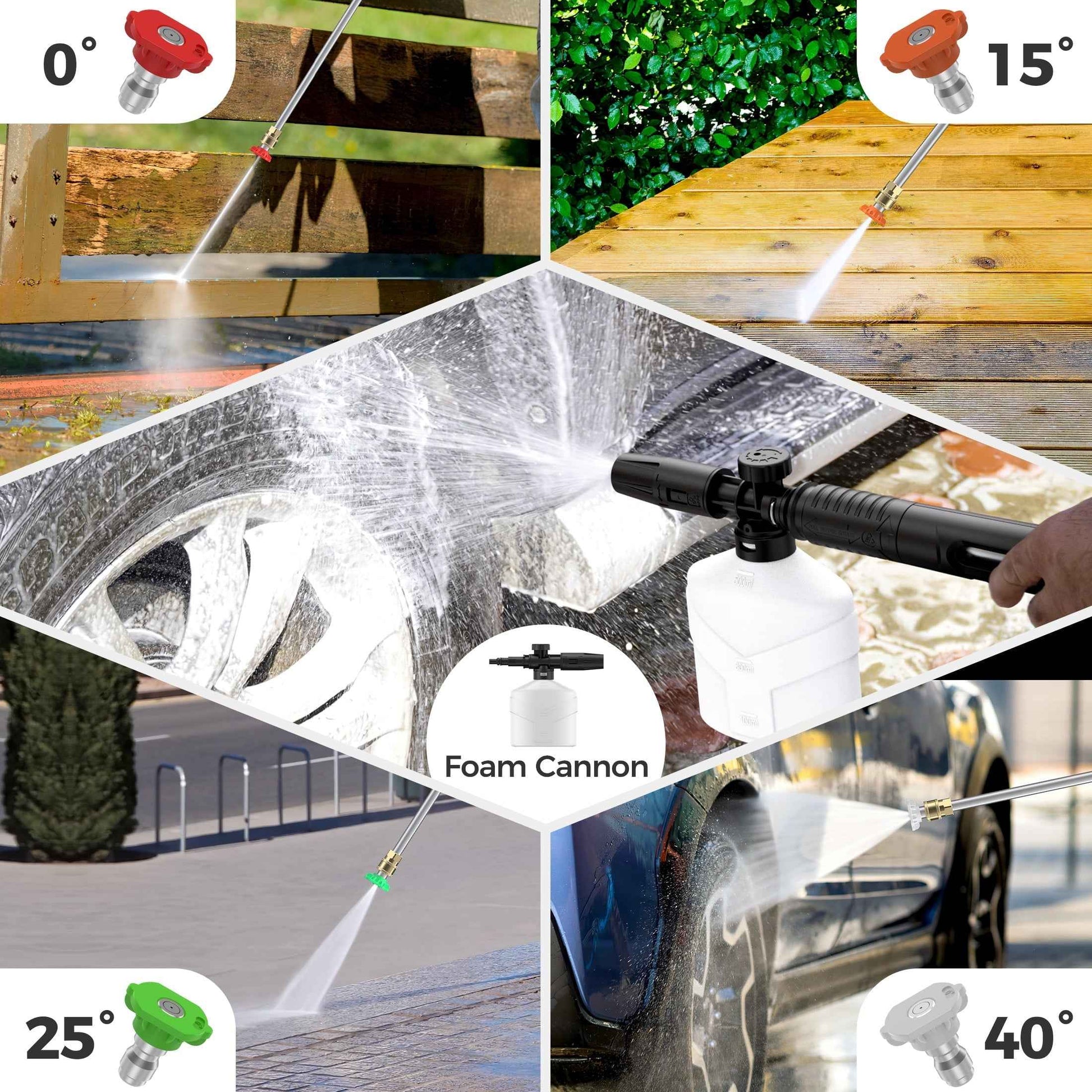 Electric Pressure Washer, 3000PSI Max 2.4 GPM Power Washer with 32 Ft Hose 32 Ft Power Cord, 4 Quick Connect Nozzles, Foam Cannon, Suitable for Clean Cars, Patios, Driveways, Fences, Pool