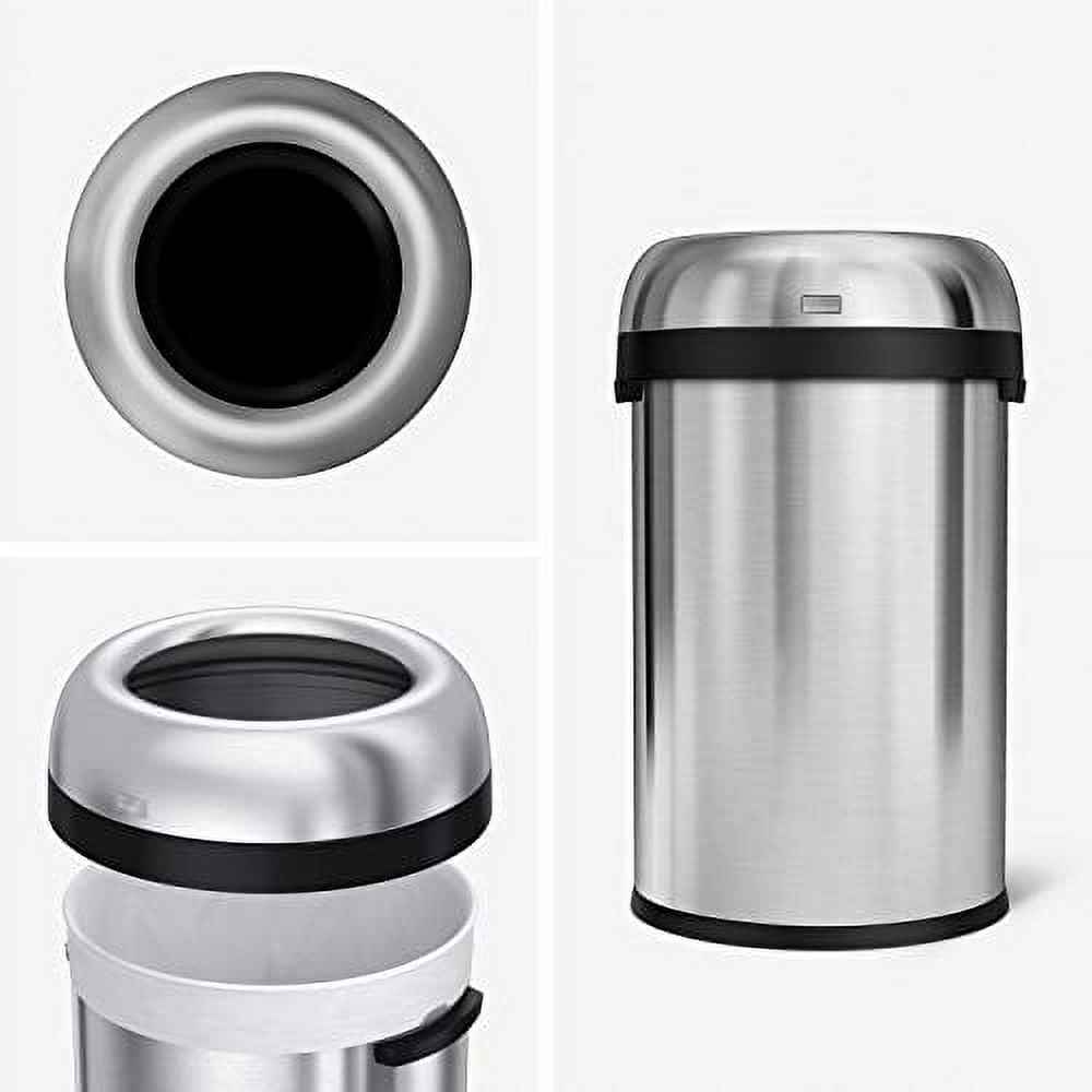 simplehuman 115 Liter / 30 Gallon Bullet Open Top Trash Can, Brushed Stainless Steel