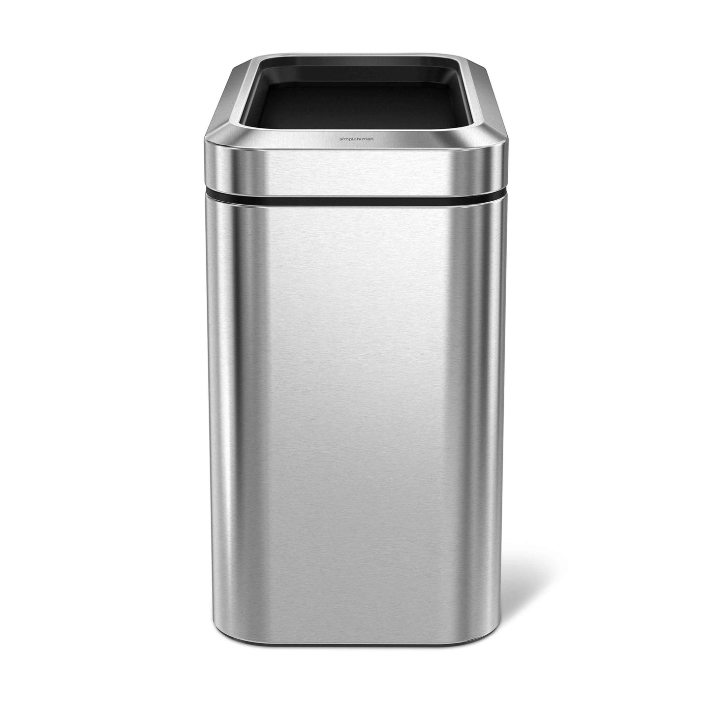 simplehuman 25 Liter / 6.6 Gallon Slim Open Top Trash Can, Commercial Grade Heavy Gauge Brushed Stainless Steel