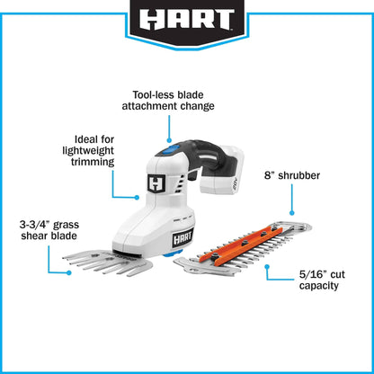 HART 20 Volt Shear/Shrubber Kit, (1) 2.0Ah Lithium-Ion Battery