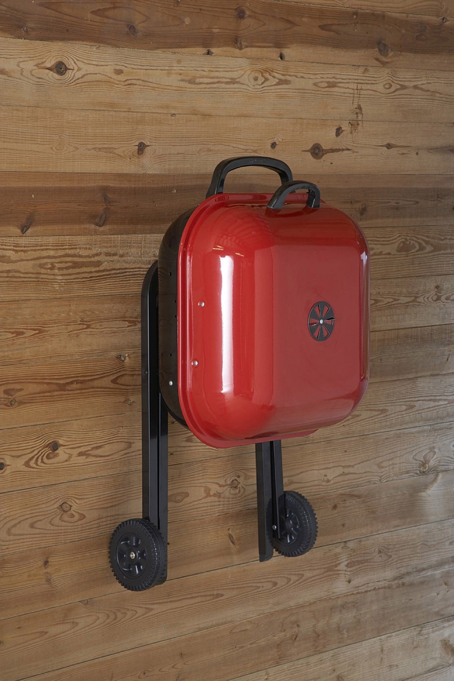 Americana Walk-A-Bout Charcoal Original Square Grill-100% Pre-Assembled Portable Steel, Red - Home OXO