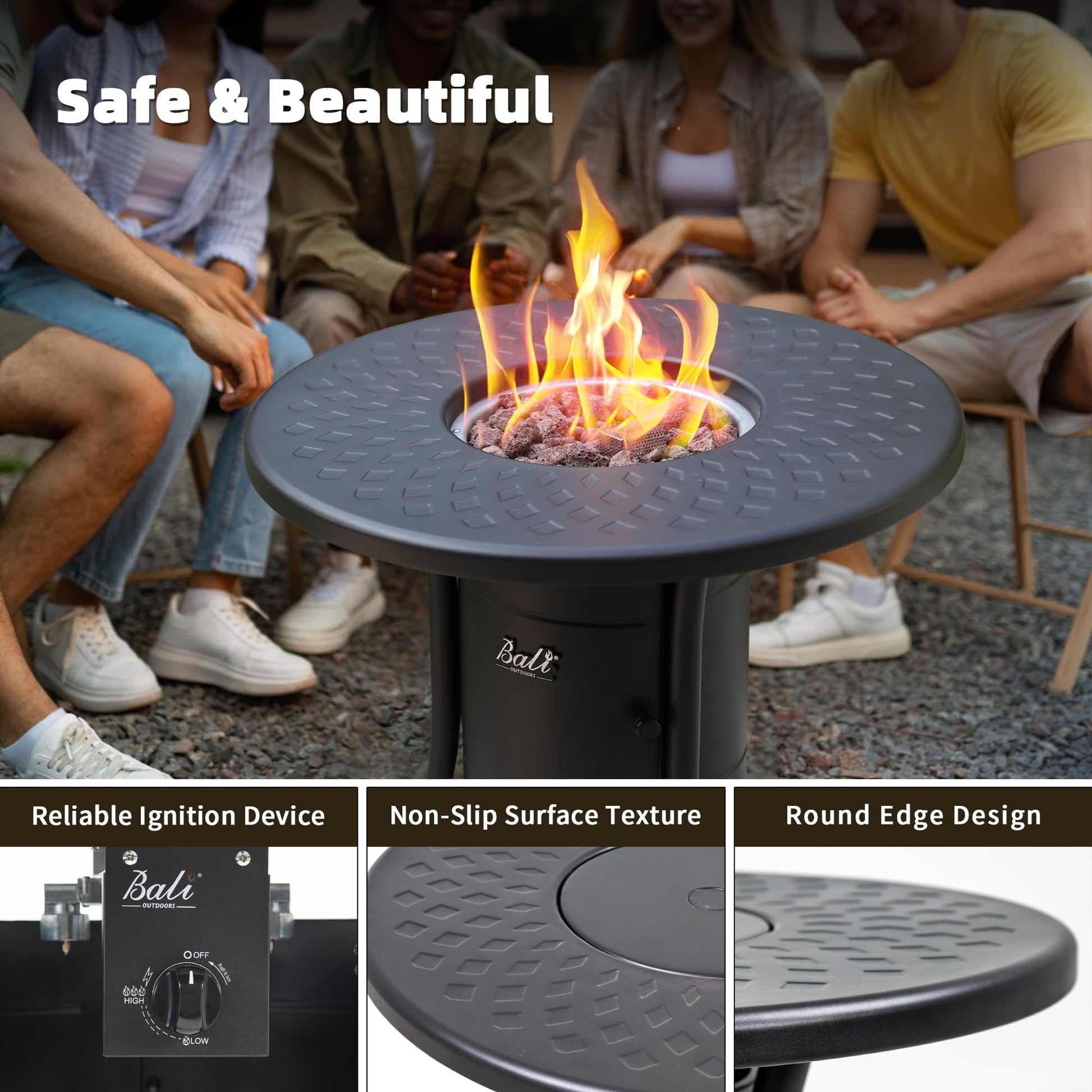 BALI OUTDOORS Dual 1-Pound Propane Fire Pit Table for Outside Patio, 26Inch Black - Home OXO