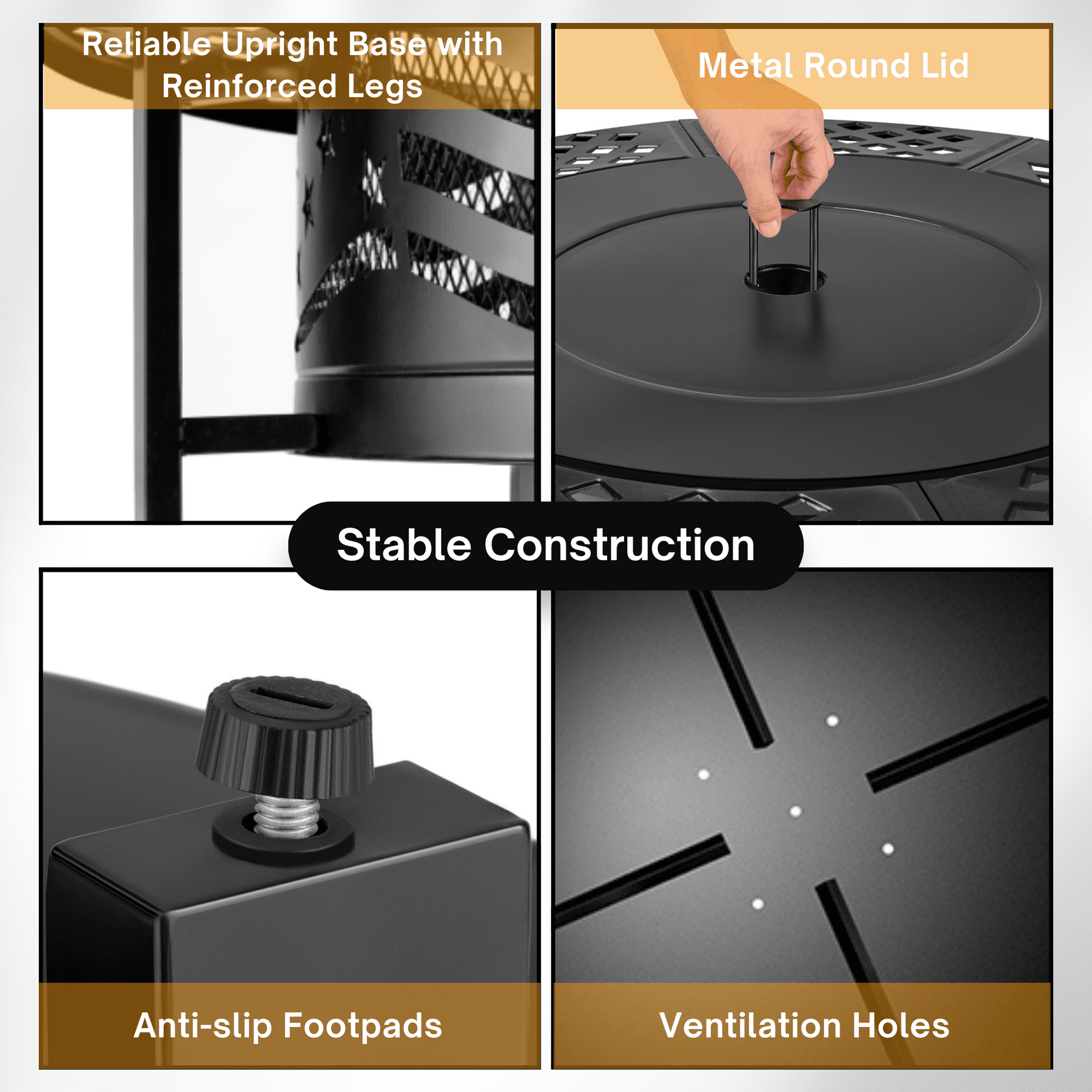 TrumanPick Fire Pit for Outside 42" Wood Burning Fire Pit Tables with 2 Adjustable Swivel BBQ Grills, Lid, Poker for Patio Backyard BBQ Ice Storage - Home OXO