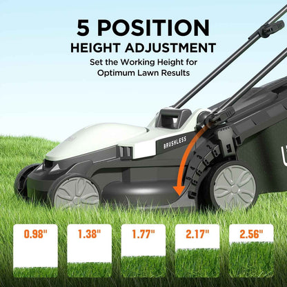 Litheli Cordless Lawn Mower, 13" 20V Electric Lawn Mowers, Brushless Motor, 5 Heights Adjustment, with 4.0Ah Portable Battery